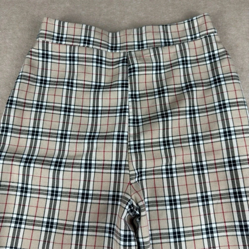 Nasty Gal Pants Womens US Size 6‎ Beige Plaid High Rise UK Made